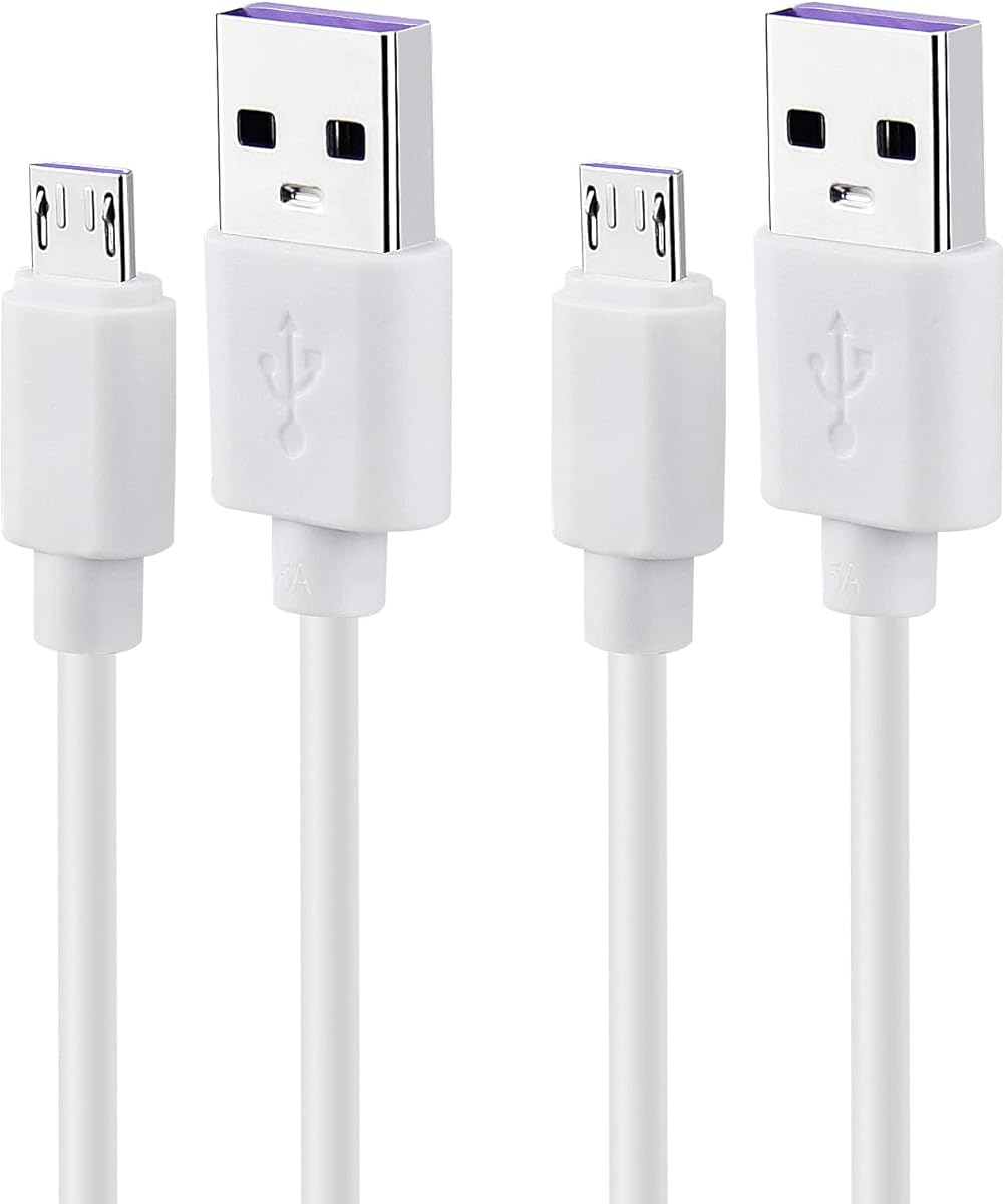 Smays USB to Micro USB Cable 3ft Charging Cord White 2-Pack