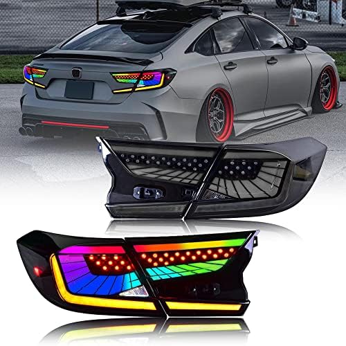 TT-ABC RGB Tail Lights for Honda Accord Accessories 2018-2022 Suitable for All 10th Gen Models Sport LED Taillight Assembly Rear Lamp (RGB)