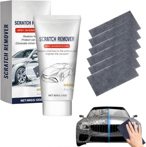2026 Nuevo Kit Reparación Arañazos Coche con Paño Nano,Pasta 60g + 6 Paños,Reparador Arañazos Coche y Pulimento Coche Arañazos,Quita Arañazos Coche para Pintura,Cristal y Plástico