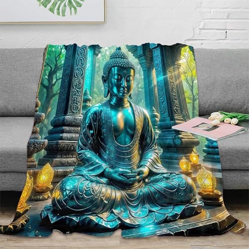 Couverture Bouddha 3D jeté de lit microfibre douce pour intérieur zen - 2