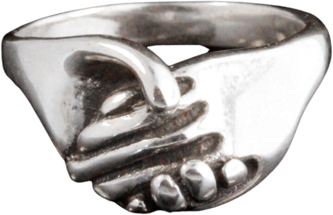 Holding Hands Ring Clasping Hands Silver Friendship Ring