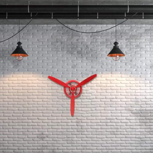 Hélice en fer rouge vintage Operitacx pour décoration murale industrielle de salon - 4
