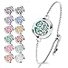 Essential Oil Diffuser Bracelet Stainless Steel Aromatherapy Locket Adjustable Bracelet Set with 24 Refill Pads (Tree of Hope)