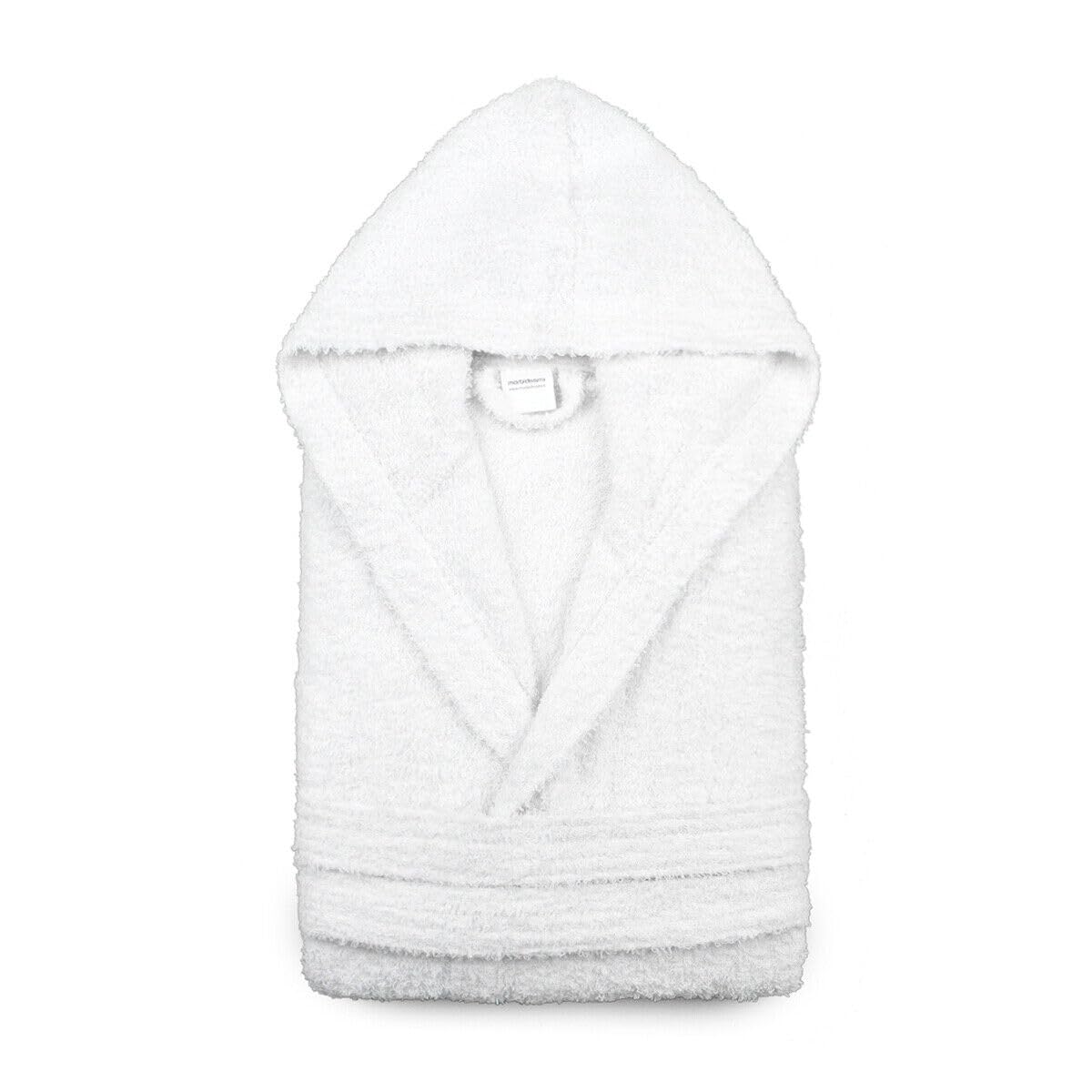 Morbidissimi Accappatoio Spa in Spugna Bianco Con Cappuccio, Cinturino e 2 Tasche, Accappatoi per Uomo e Donna Morbidi 380 gr/mq, Ideale Per Spa, Hotel e Centri Benessere, W746