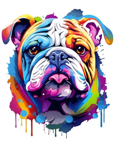 Designer Aufkleber/Sticker/Wandaufkleber/Decal/Fotosticker/Dekoration Vinyl - XL- bunt - Hund Englische Bulldogge 01