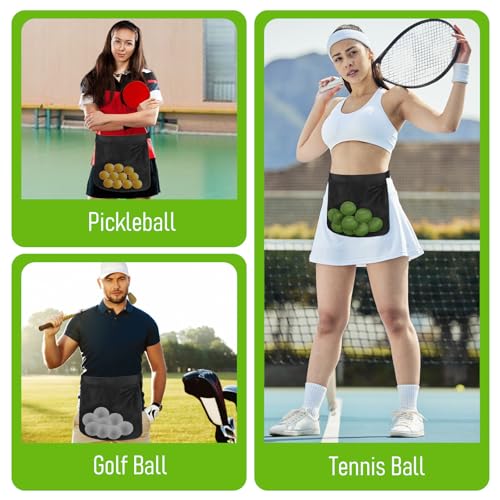 HJZHII Verstellbarer Tennisball-Bandhalter, 8-10 Tennisbälle Halter Tasche Beutel Träger Tragezubehör Pickleball-Hüfthalter Netzlochbeutel für Trainer Coach Enthusiast
