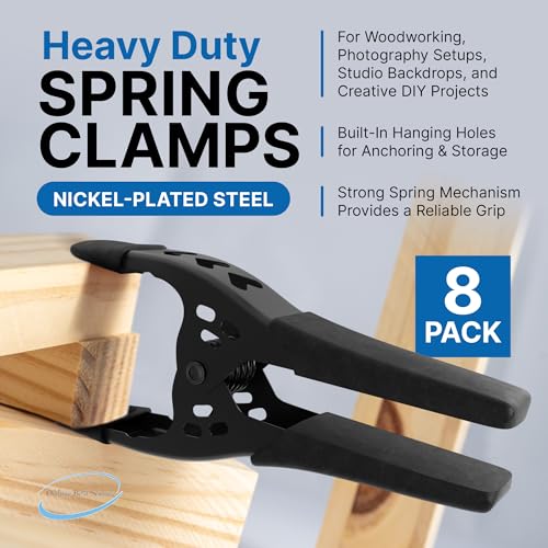 Image of BLACK Lot of 8-6 inch inch Clamp Large Heavy Duty Spring Metal - 3 inch Jaw opening