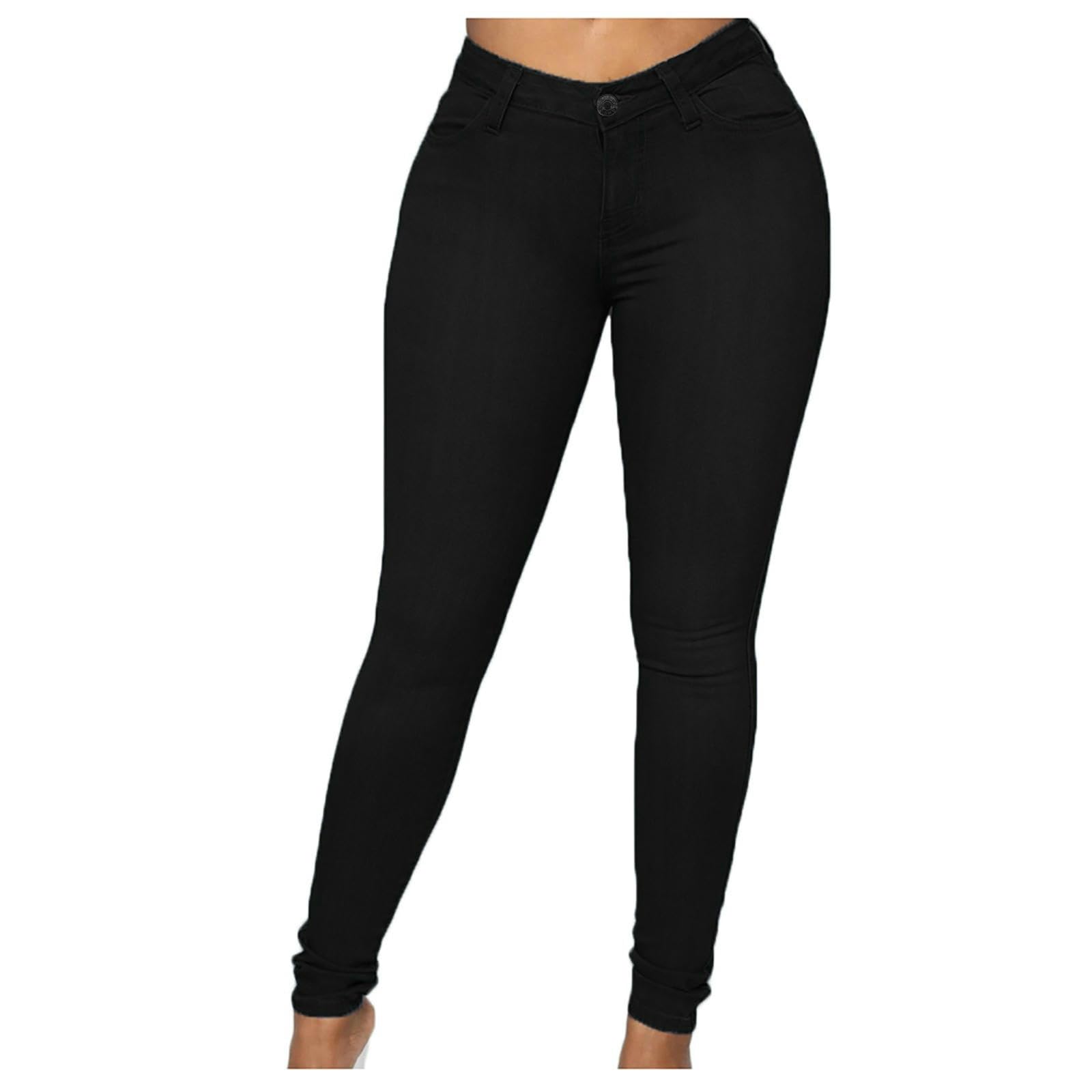 Jeans da Donna in Vita Alta Donna-allungamento del Denim Push-up, di Cerniera, Push-up-azzurro-2xl