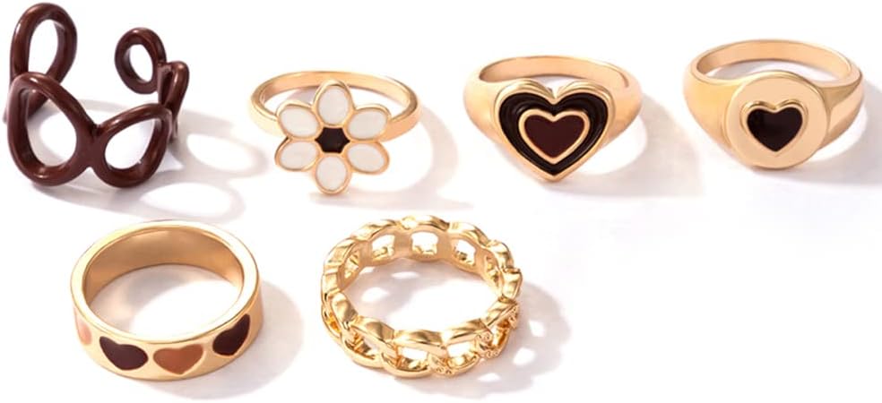 Latest Stylish Set of 6 Finger Rings for Women and Girls (14682r)