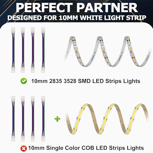 LightingWill RGB LED Connectors 4Pin 10mm, 10 PCS Solderless Jumper, LED Light Strip Connectors, LED Tape Light Connector 4 Conductor for SMD 5050 Multicolor LED Strips by LightingWill - Used condition - Image 6