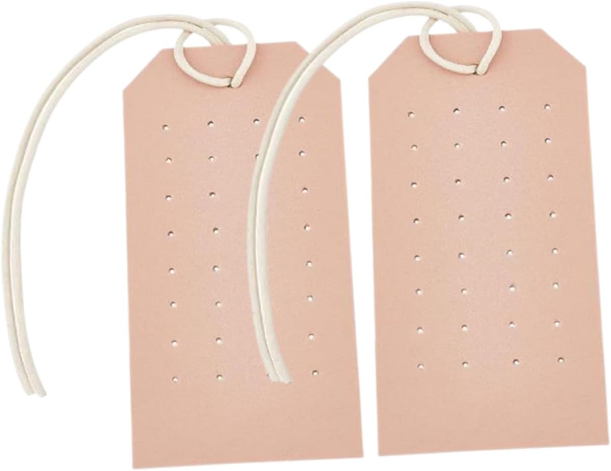 FRCOLOR PU Leather Earring Organizer Holder 2 Pack Double Sided Pink