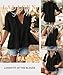 LALAGEN Womens Blouses Laser Cut Deep V-Neck Puff Sleeve Blouse Tops 2026 Summer Boho Dressy Casual Swiss Dot Babydoll Shirts Black L