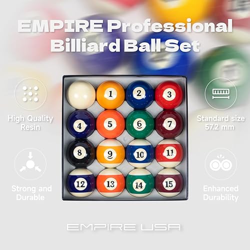 Empire USA Billiard Economy Balls Set – 2.25” Regulation Pool Balls, Premium Resin Billiard Ball Set with Cue Ball for Standard Pool Tables - Image 4