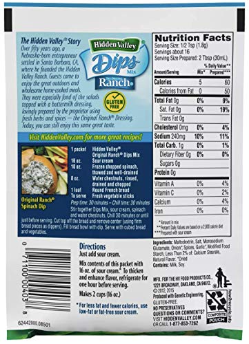 Hidden Valley the Original Ranch Dip Mix, 1 Ounce Packet (Pack of 2)