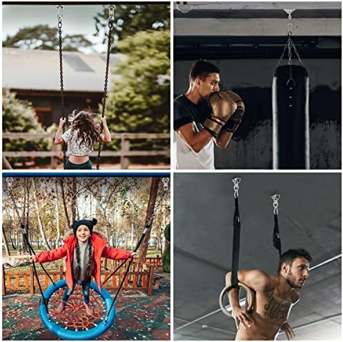 BELLE VOUS Heavy Duty Swing Hangers (2 Pack) - Stainless Steel 360 Degree Rotating Swivel Hooks with Screws - 400kg / 881lb Capacity for Concrete Wooden Sets, Yoga Hammock Chair, Sandbag Swing Sets