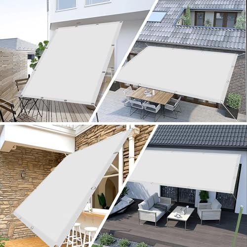 Voiles solaire 1.8x7.5 m blanc imperméable anti-UV pour grand balcon - 3