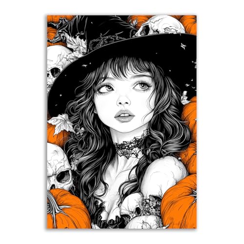 Poster vintage féminin pour déco Halloween : réinventez l'ambiance du salon