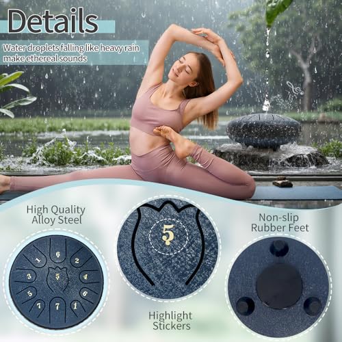 Steel Tongue Drum 6 Inche 11 Note Steel Drums Rain Chime,Raindrop Drum,Rain Drum for Outside Garden(Dark Blue) - Image 3