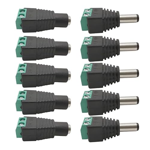 �o�����R�l�N�^ 5.5 x 2.1 mm�j���Ǝ�DC�̓d���v���O�W���b�N�\�P�b�g�A�_�v�^5.5 * 2.1mm�v���O�̃W���b�N�P�[�u���R�l�N�^CCTV LED�X�g���b�v���C�g (Color : 5male and 5 female)