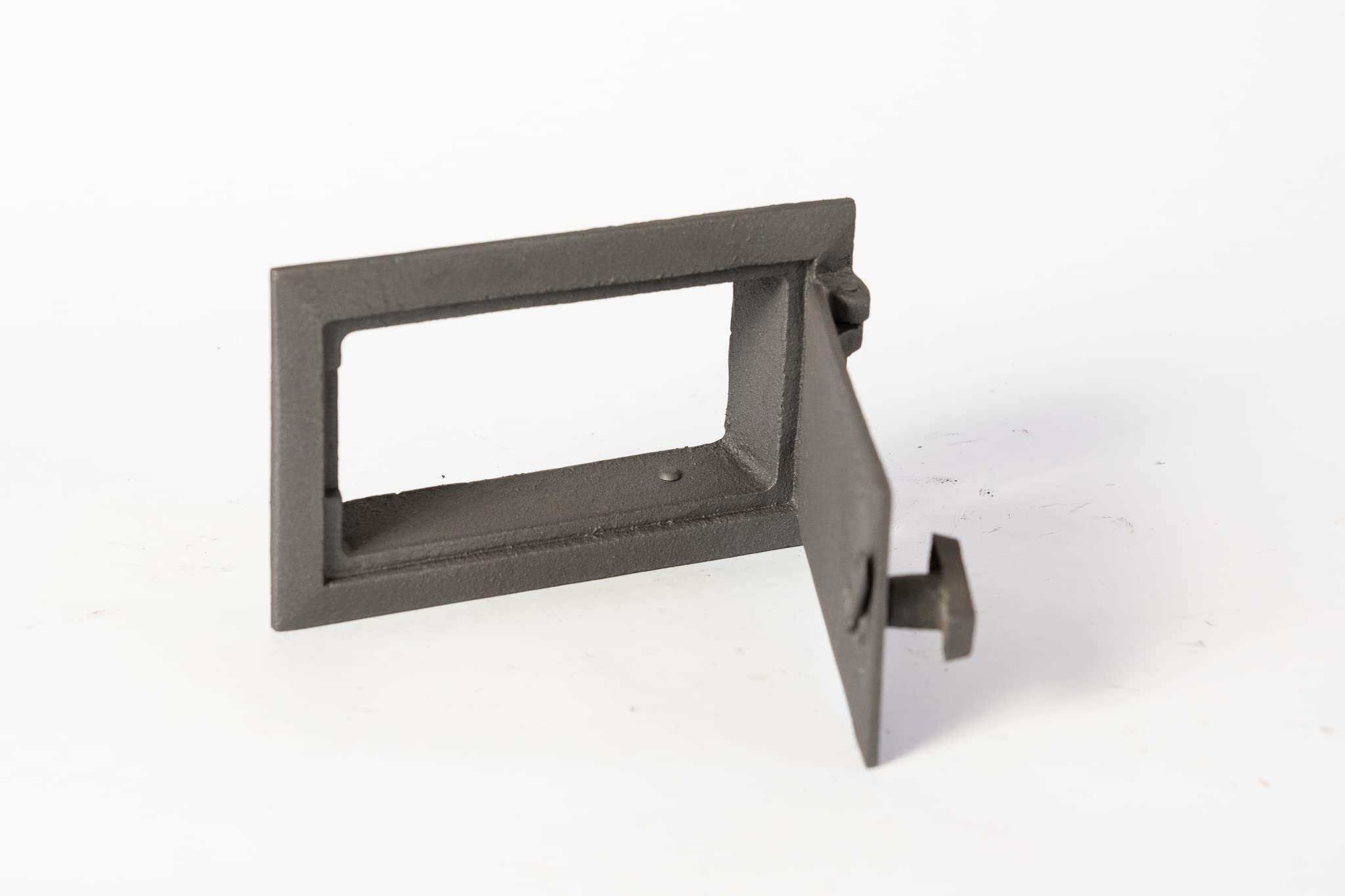 SEZAM Revisionstür für Öfen aus Gusseisen 10,5 x 3,5 x 17 cm, Kamintür - Klappe - Räumungstür, für Backöfen, Feueröfen & Kamine - grafitfarben bemalt