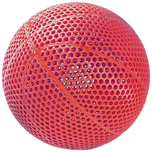 Eternalyme 3D Printed Airless Basketball Size 7 Official No Pump Needed Ultra-Quiet Honeycomb Design High Bounce Ball for Indoor Outdoor Gym Training & Backyard Play (Red Size 7)
