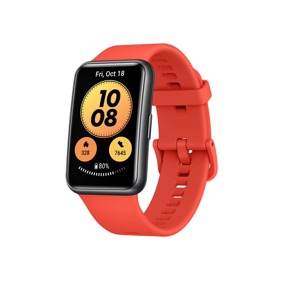 HUAWEI Watch Fit New Smartwatch, 1.64" Vivid AMOLED Display, 97 Workout Modes, 24/7 Heart Rate Monitoring, 10-Day Battery Life, Quick-Workout Demos, All-Day SpO2 Monitoring, Pomelo Red