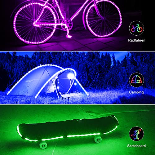 ZAIYW 2M LED Streifen Batteriebetrieben RGB 5050 mit Timer für Innen Außen – Ansicht 4