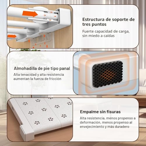 Miniatura 6 de Penbinmall Estantes Ajustables Para Armario, Ancho 24 Cm Estantes Extensibles, Sin Agujeros, Sin Clavos, Separadores De Estantes Telescópicos, Baldas Para Armario, Baño, Cocina Longitud 38-60 Cm