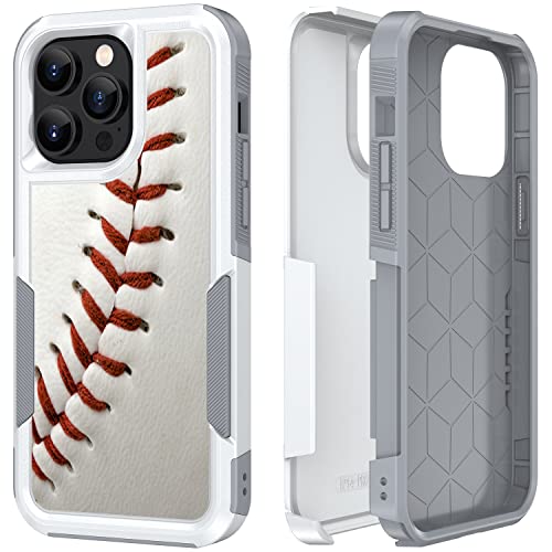 Candykisscase for iPhone 14 Pro Max, Baseball Sports Red Pattern Shock-Absorption Hard PC and Inner Silicone Hybrid Dual Layer Armor Defender Case for Apple iPhone 14 Pro Max