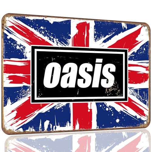 Oasis Poster Gifts For Men Vintage Metal Wall Metal Sign For Home Office Home Sports Room Fan Cave Bar Party Decor Art Room Decoration For Supporters Friends Boyfriend Dad Day Christmas Gifts