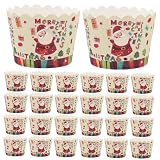 HOMSFOU 100 Piezas De Tazas De Muffins De Navidad Soporte De Papel Para Magdalenas Suministros Para Hornear De Vacaciones Tazas De Dulces De Navidad Tazas De Muffins De Navidad Hornear En