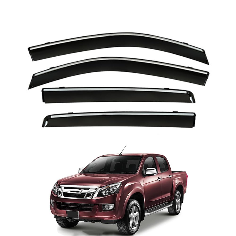 QOEMRHELT 4pc Set In-Channel Wind Deflectors, for Isuzu D-MAX (RT) 2013-2020 Window Visors Rain Guards Vent Visors Rain & Sun Protection,Car Accessories