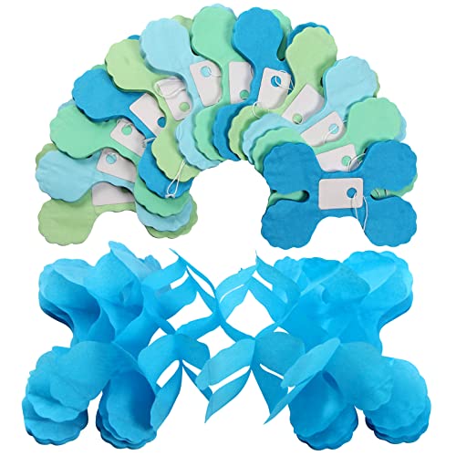 Image of Blue-Green Party-Decorations Streamers Garland - 157Ft Four-Leaf Clover Hanging Banner, Jungle Theme Party Supplies Spring Summer Birthday Baby Bridal Shower Decor Hugtmr