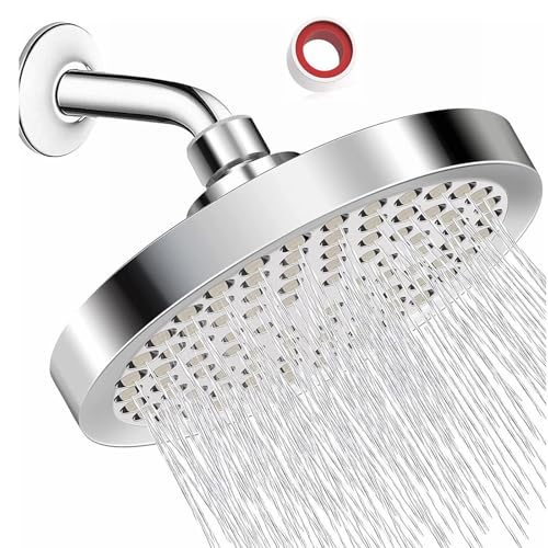 DAQI Cabeza de Ducha de Lluvia de Alta Presión, 6 Pulgadas Cabezal de Regadera para Baño, Boquillas de Silicona Anti-Obstrucción para Aumentar la Presión, Regaderas Fija para...