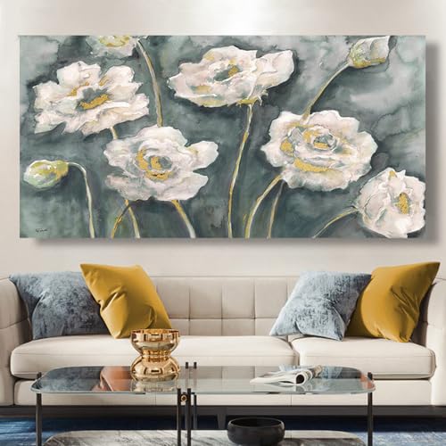 Art mural pour salon XXL et peinture à l'huile de lotus abstraite sur toile