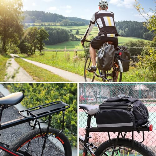 Gepäckträger Mountainbike,Universal Einstellbare Fahrrad Gepäckträger, Aluminiumlegierung Fahrradgepäckträger mit Schutzbleche und Reflektor, Schnellverschluss und Montage für 24-29 Zoll MTB