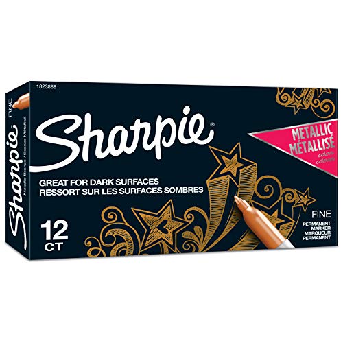 Sharpie Metallic Permanent Markers, Fine Point, Bronze, 12 Count