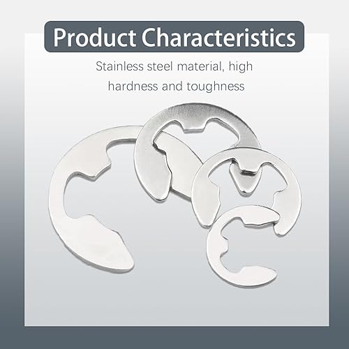 Miniatura 7 de 120 anillos de retención externos, kit surtido de clips electrónicos de acero inoxidable, 10 tamaños de anillos de retención externos
