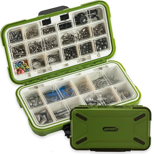 Kit de Pesca para Agua Dulce de 397 Piezas con Caja Impermeable – Set Compacto de Señuelos para Bass y Trucha para Principiantes y Profesionales