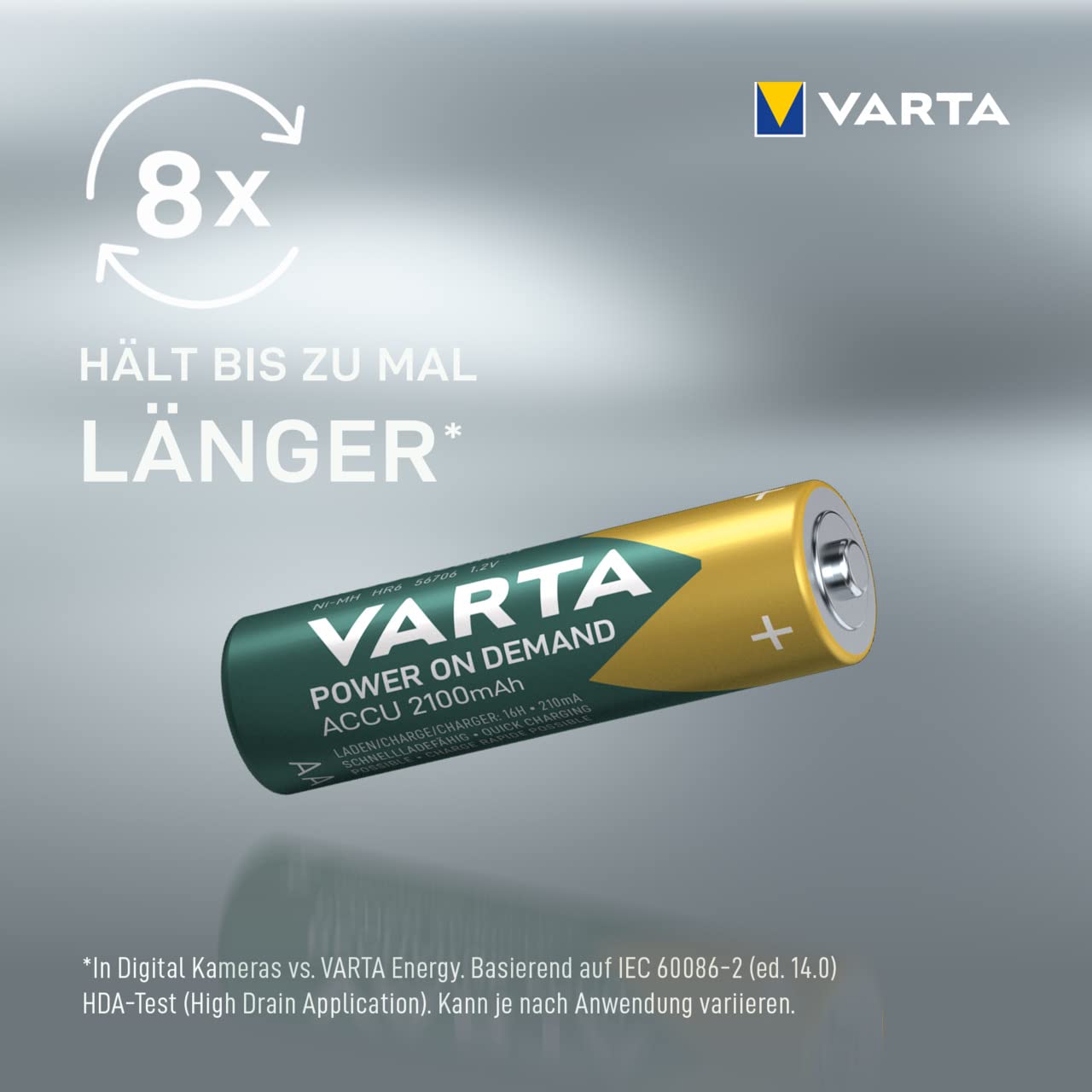 VARTA Akku Ladegerät inkl. 4X AA 2100mAh Akku, Batterieladegerät für AA/AAA/9V & USB Geräte, Power on Demand LCD Charger+, Einzelschachtladung [Exklusiv bei Amazon]