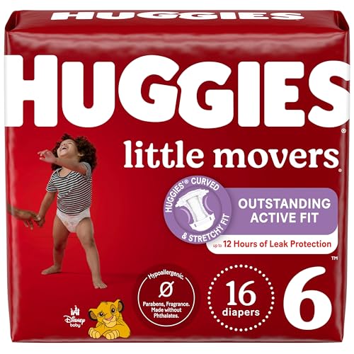 Image of Huggies Size 6 Diapers, Little Movers Baby Diapers, Size 6 (35+ lbs), 16 Count, Packaging May Vary