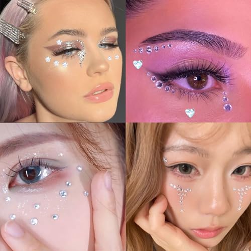 Image of NOOEPC Face Gems Hair Gems, Self-Adhesive Face Jewels Eye Jewels Rhinestones DIY Face Gems Stick on, Hair Body Rhinestones Gems Crystals Pearls for Face Eyes Makeup Body, Crafts