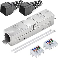 hb-digital 1x Cat7 LSA Netzwerkkabel Verbinder werkzeugloser mit Knickschutzhülle STP feldkonfektionierbare Kupplung Adapter Verlängerung für LAN Verlegekabel Ethernet Installationskabel CAT7 – Ansicht 2