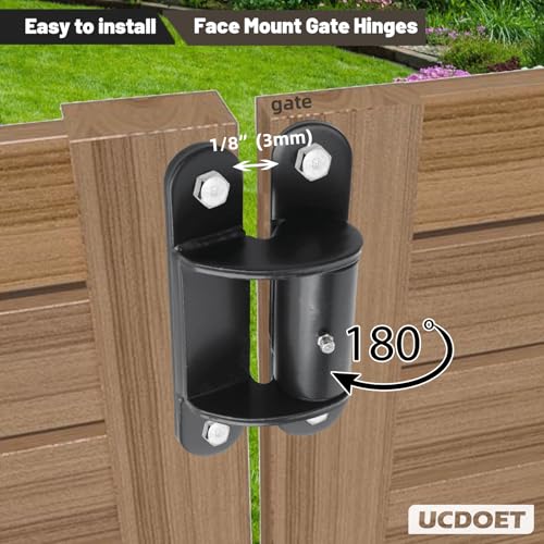 Image of Upgraded 7 inch Gate Hinges Heavy Duty with Grease Zerk, Face Mount Bearing Gate Hinge Bolt or Weld on Hinges for Large Heavy Driveway Trailer Gates up to 1000 lbs- 1Pair Black 2062P