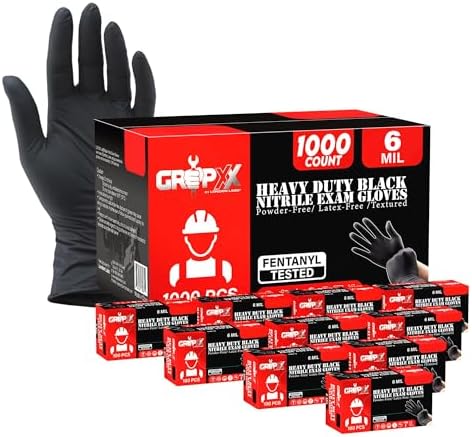 1000-Count Black Nitrile Gloves 6mil – Powder-Free, Latex-Free, Large Size (PackagingSuppliesByMail)