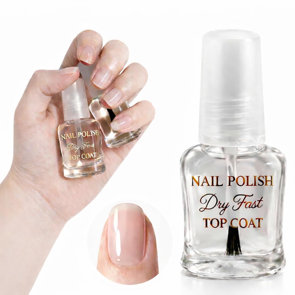 Clear Quick Dry Nail Polish No Wipe Top Coat Nail Lacquer -Shine Finish And Long Lasting, Eco-Friendly, Chip Resistant,High-Gloss,Quick-drying And Air Dry Fast Nail Polish at Home,Protect Color&Nails