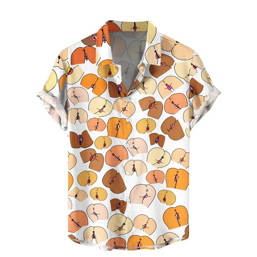 Fun Sexy Butts Hawaiian Shirts for Men Women, Playful Hawaiian Summer Short-Sleeve Casual Relaxed-Fit Button-Down - Main Image