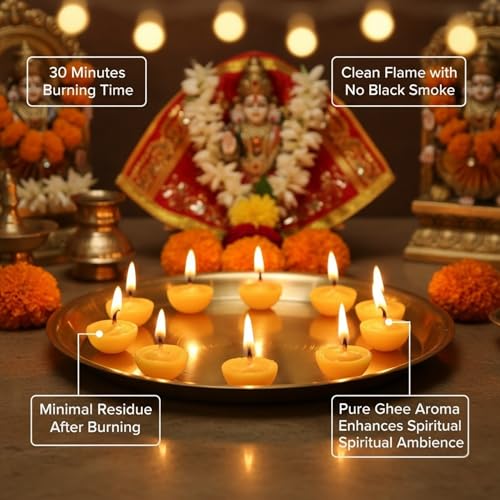 Image of Om Phool Batti Readymade Pure Cow Ghee Diya Cotton Wicks for Pooja -100 Pcs