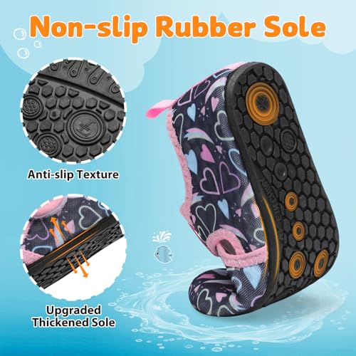 Image of LeIsfIt Kids Water Shoes Girls Boys Quick Dry Aqua Socks Breathable Swim Shoes Non-Slip Barefoot Socks for Beach Surf