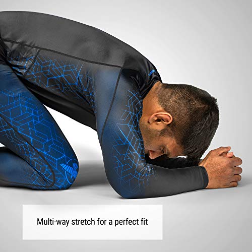 Hayabusa Geo Long Sleeve Jiu Jitsu Rashguard - Blue, L #TOP5